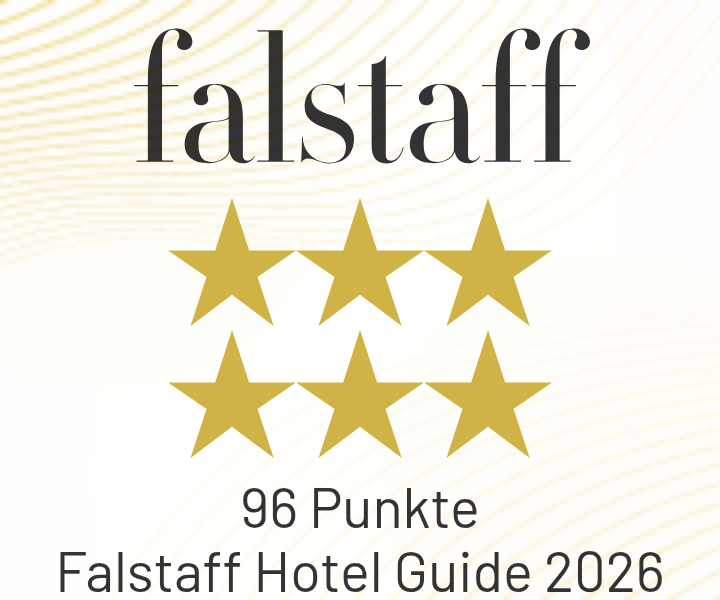 Falstaff-Auszeichnung mit sechs goldenen Sternen, 96 Punkten und Hinweis auf den Hotel Guide 2026